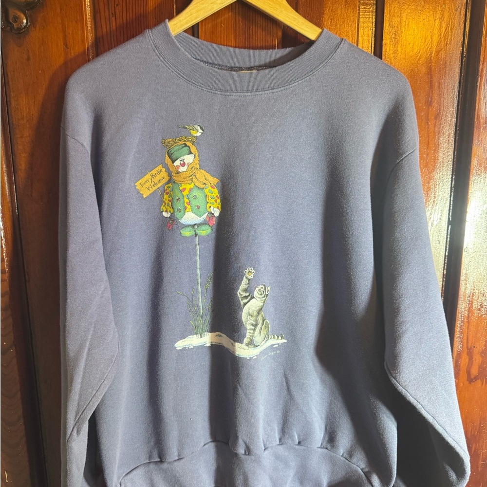 Northcrest Men's Blue Crewneck Sweater with Snowman Graphic
